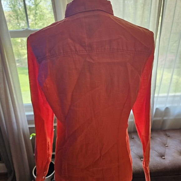 NWT, JCrew, Orange, Linen, Long Sleeve Shirt, size 6 - Picture 2 of 3